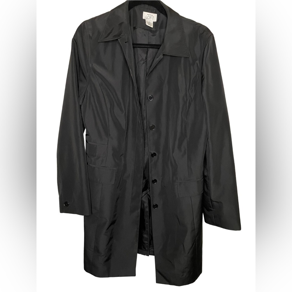 Ann Taylor Loft Long Black Jacket with Buttons Size Large